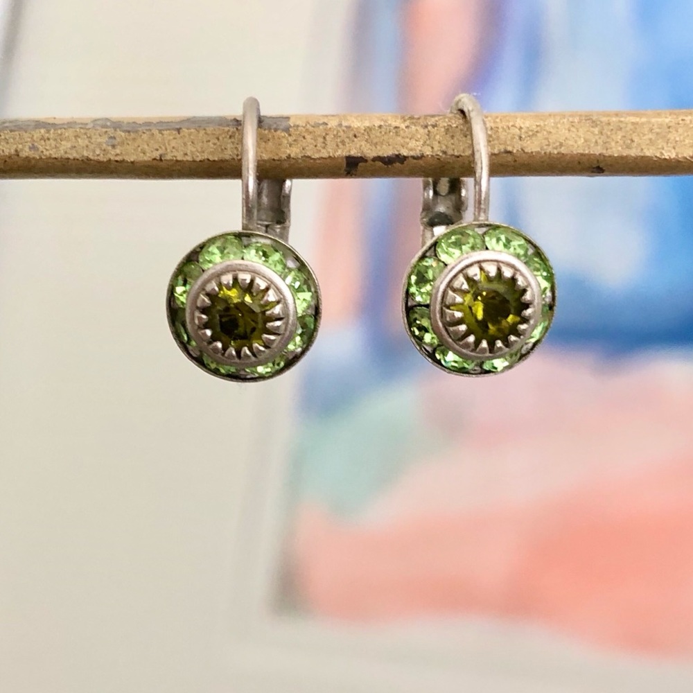 Green Swarovski Crystal Drop Earrings